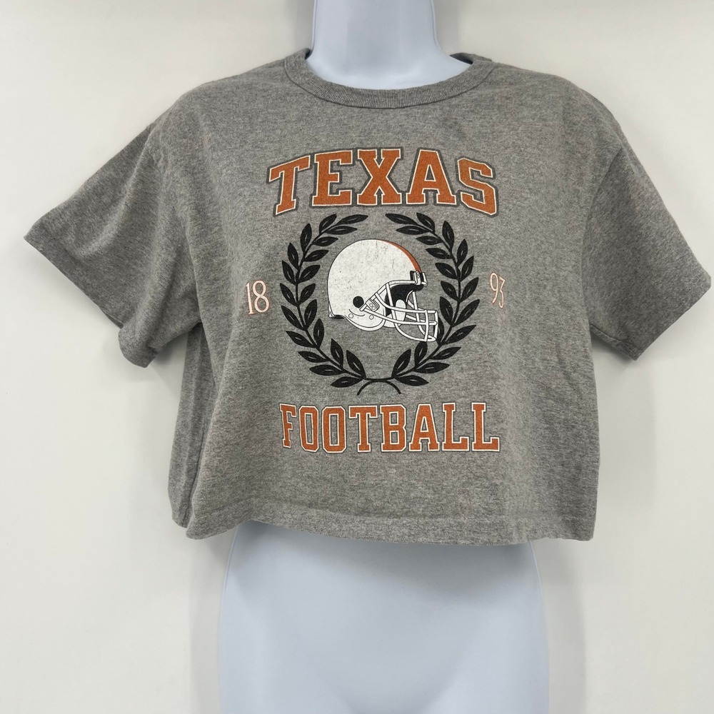 Champion Size Medium M Heather Gray Texas Longhorns 1893 Cropped Graphic Tee